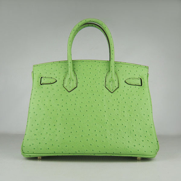 Replica Hermes Birkin 30CM Ostrich Veins Handbag Green 6088 On Sale - Click Image to Close